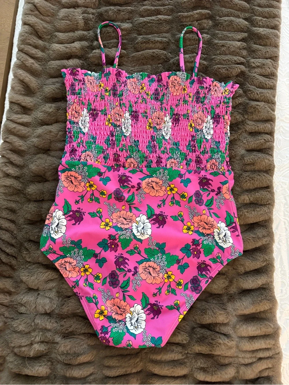 Girls Janie and Jack Pink Floral One-Piece Swimsuit